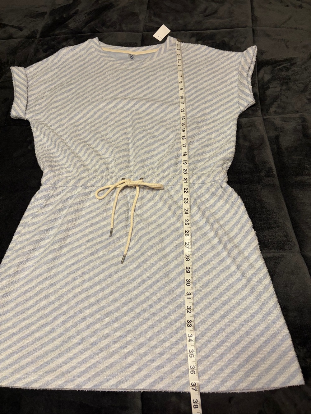 New Lou & Grey Light Blue and White Striped Knit mini dress - Large - Picture 7 of 9